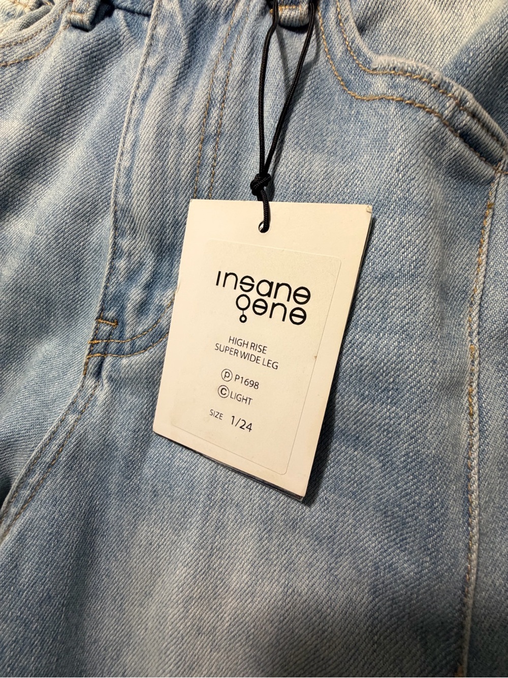NWT Insane Gene High Rise Super Wide Leg Light Wash Womens Jeans Sz 24 - Picture 9 of 14